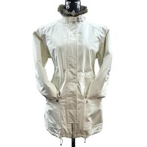 Women’s GorpCore Lands End Ecru Ivory Cream Quilted Versatile Parka Coat Jacket